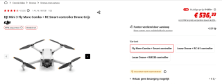 DJI Mini 3 Fly More Combo + RC Smart Controller voor €536,33 bij de Mediamarkt