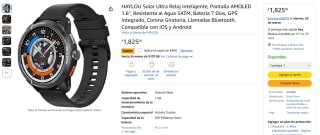 HAYLOU Solar Ultra GPS Reloj Inteligente por $1425 en Amazon