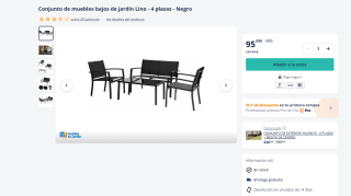 Conjutno de 4 plazas + mesa cristal negro por 95€