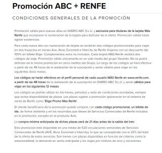 Promoción de 6 meses periodico ABC + 2 Billetes Ave 20€