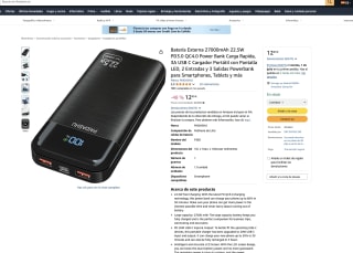 Batería Externa 27000mAh 22.5W PD3.0 QC4.0 por solo 12,99€