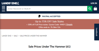 Earn up to 50% off Under the Hammer campaign only at Lands' End
