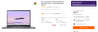 Portátil Acer Chromebook Plus 514 CB514-3H-R81B AMD Ryzen 3 7320C/8GB/256GB SSD por 319€