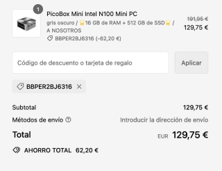 Mini Intel N100 Mini PC 16GB RAM 512GB SSD a tan solo 129,75€
