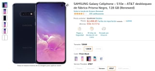 Samsung S10e 128GB (Renovado) por $2,506.01 en Amazon