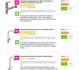 50% korting op geselecteerde kranen van o.a Grohe en Handson bij de Gamma