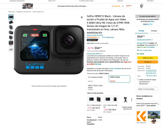 Cámara GoPro HERO12 Black de acción a solo 304,99€