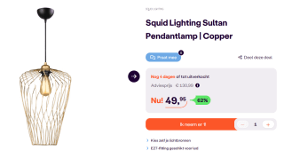 Squid Lighting Sultan Pendantlamp Copper voor €49,95 bij iBood