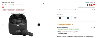 JBL Tune Flex TWS in ear oordopjes voor €43,99 bij de MediaMarkt