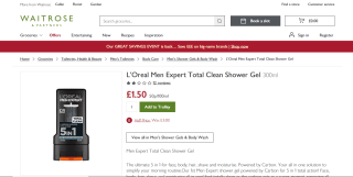 L'Oreal Men Expert Total Clean Shower Gel 300ml - £1.50