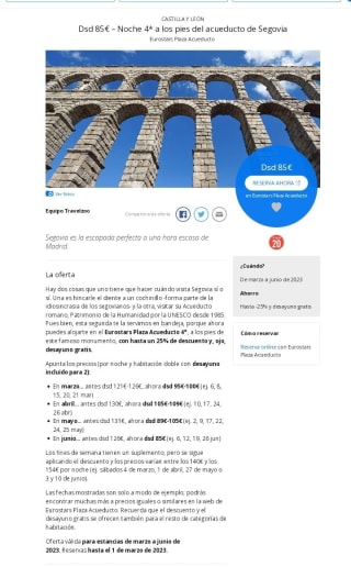 Noche 4* a los pies de El Acueducto de Segovia desde 85€ para 2 personas.