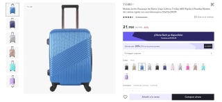 Trolley ABS Rígida 4 Ruedas Maleta de cabina rigida con asa telescopica 55x35x20CM por 17,56€