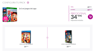 2x1 en Videojuegos Lego Nintendo, PS4 y Xbox