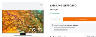 Samsung QE75Q80D - 75 inch QLED - SMART TV - 4K - 100hz - 2024 voor €1.079 bij Artelectronics