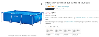 Intex Metal Frame Pool - 300 x 200 x 75 cm voor €55 bij Amazon