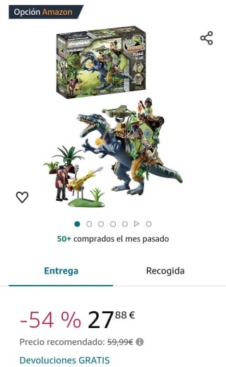 Playmobil Dino Rise 71260 Spinosaurus por 27,88€.