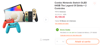 Nintendo Switch OLED 64GB Zelda + 2 Controles por $4,420 en Linio