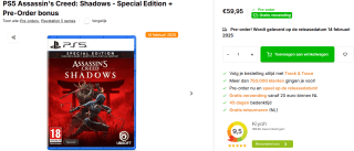 Assassin's Creed: Shadows Special Edition (PS5) voor €59,95 bij AllYourGames