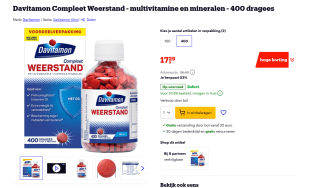 Davitamon Compleet Weerstand Dragees 400ST voor €17,29 bij Bol
