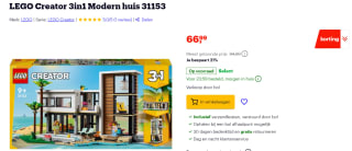 LEGO 31153 Modern Huis - LEGO Creator voor €66,99 bij Bol