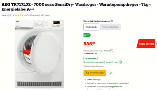 AEG TR717L0Z - 7000 serie SensiDry- Wasdroger - Warmtepompdroger voor €586,81 bij Bol.com