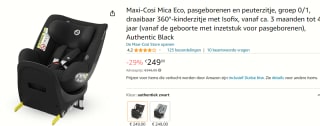 Maxi-Cosi Mica i-Size Autostoeltje - 360° draaibaar - Authentic Black voor €249 bij Amazon
