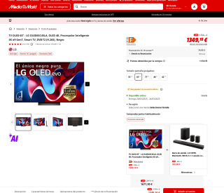 TV OLED 65" LG OLED65C45LA OLED 4K Procesador Inteligente 4K α9 Gen7 Smart TV DVB-T2 (H.265) por solo 1.349€ + 200€ de Reembolso