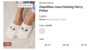 Zapatillas de casa Hedwig de Harry Potter para Mujer por 5.99€
