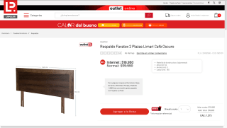 Respaldo Favatex 2 Plazas Limari Café Oscuro por solo $19.950