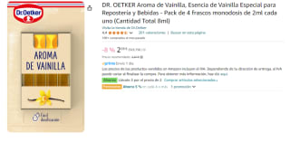 3 DR. OETKER Aroma de Vainilla, Esencia de Vainilla Especial para Repostería y Bebidas - Pack de 4 frascos monodosis de 2ml cada uno (Cantidad Total 8ml) por 5.18€