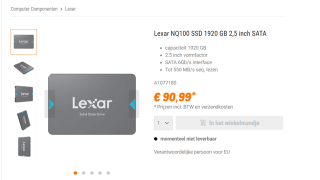 Lexar NQ100 1.92TB voor €90,99 bij Nbb