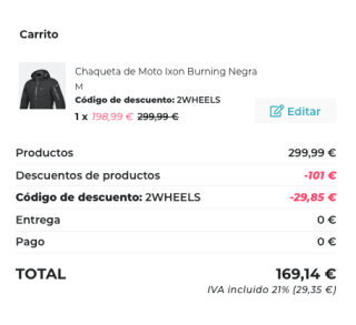Chaqueta de moto IXON BURNING laminada AA por 169,14€