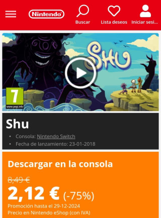 Shu Nintendo Switch por 2,12€.