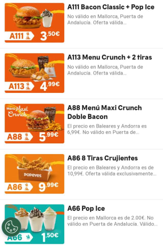 Todas las ofertas disponibles en Popeyes