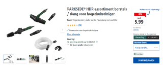 PARKSIDE HDR-assortiment borstels / slang voor hogedrukreiniger voor €5,99 bij Lidl