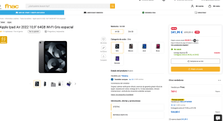 Apple Ipad Air 2022 10,9" 64GB Wi-Fi Gris espacial por solo 541,99€