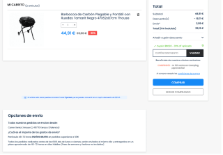 Barbacoa de Carbón Plegable y Portátil con Ruedas Tamarit por solo 25,20€