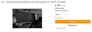 Car Shades Set voor Volkswagen ID.3 2020- (4-delig)voor €63,99 bij Winparts