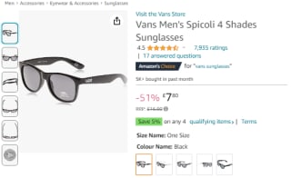 Pick Vans men's spicoli 4 shades sunglasses from Amazon for £7.80