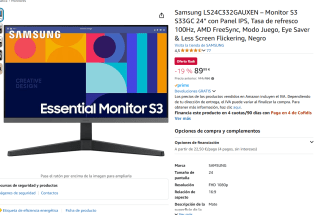 Monitor Samsung Essential S3 S33GC 24" Full HD 100 Hz Negro por 89€