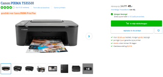 Canon Pixma TS3550I All-in-one WiFi inkjetprinter voor €45 via Coolblue