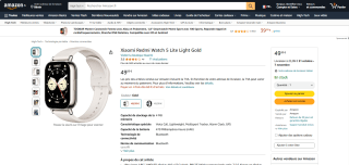 Montre Xiaomi Redmi Watch 5 Lite Light Gold à 49,99€