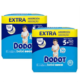 2 DODOT Pañal Bebé Seco Talla 5+ 112 unidades por solo 34,09€
