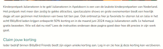 Gratis naar Julianatoren voor Billy Bird abonnementhouders