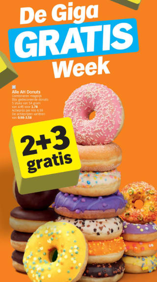 2+3 gratis op donuts bij AH