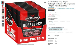 Jack Link's Beef Jerky Original 12x 25g voor €20,59 bij Amazon