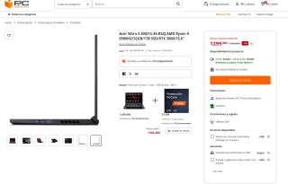 Acer Nitro 5 AN515-45 R5ZJ AMD Ryzen 9 5900HX 32GB 1TB SSD por 1,299€