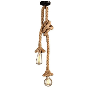 Lámpara araña retro cuerda de cáñamo doble cabezal E27 por 9,46€