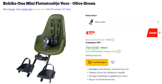 Bobike Mini One Olive Green Voorstoeltje voor €47,59 bij Bol