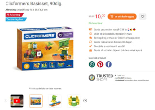 Clicformers Basisset, 90dlg. voor €10 bij Lobbes